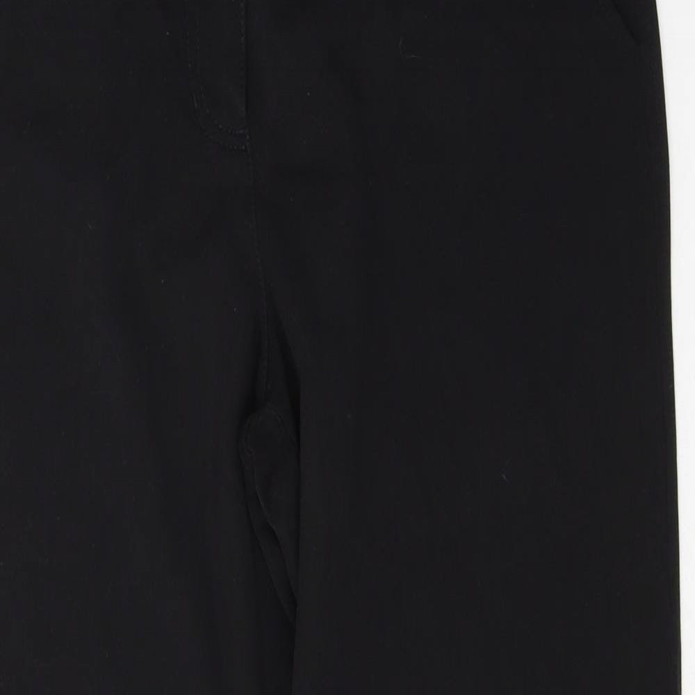 Per Una Womens Black  Cotton Trousers  Size 12 L30 in Regular Button