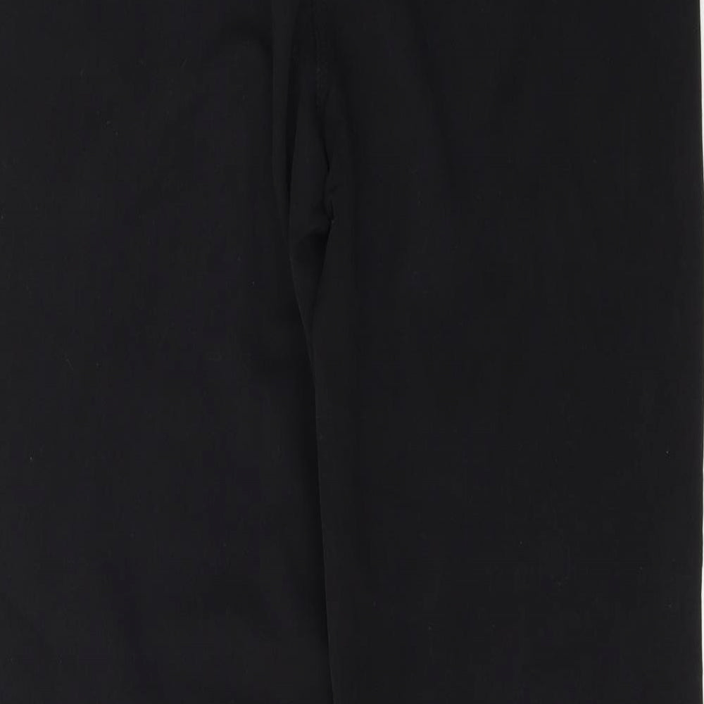 Per Una Womens Black  Cotton Trousers  Size 12 L30 in Regular Button