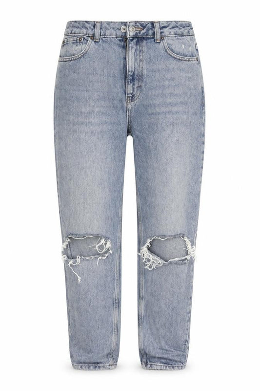 Topshop Womens Blue  Cotton Mom Jeans Size 28 in L32 in Regular Button