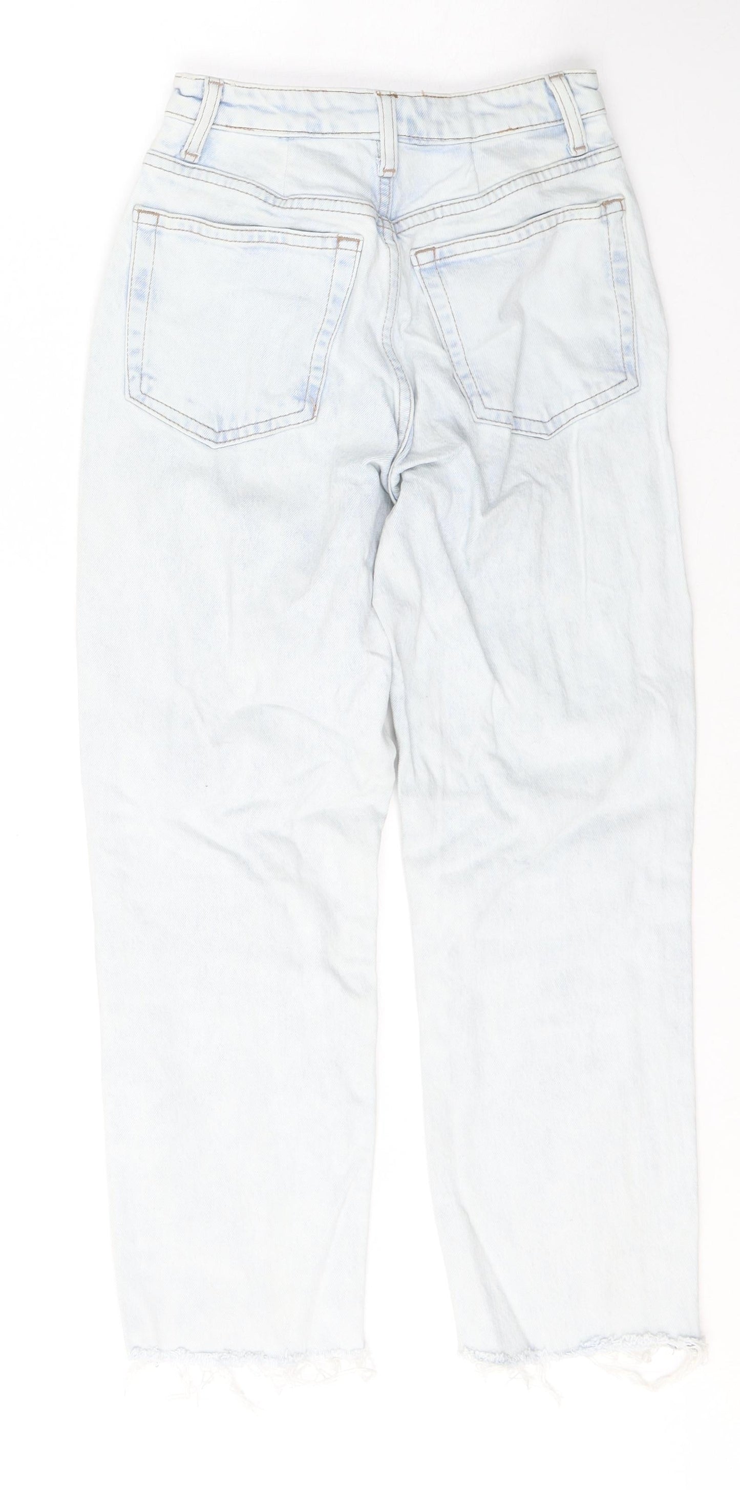 Topshop Womens Blue  Cotton Cropped Jeans Size 25 in L30 in Regular Button