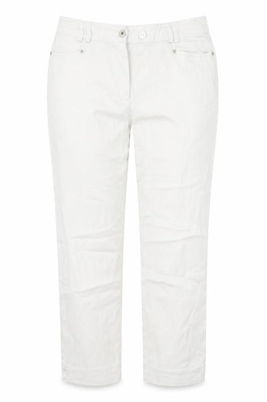 Casual Womens White  Cotton Cropped Jeans Size 34 in L21 in Regular Button