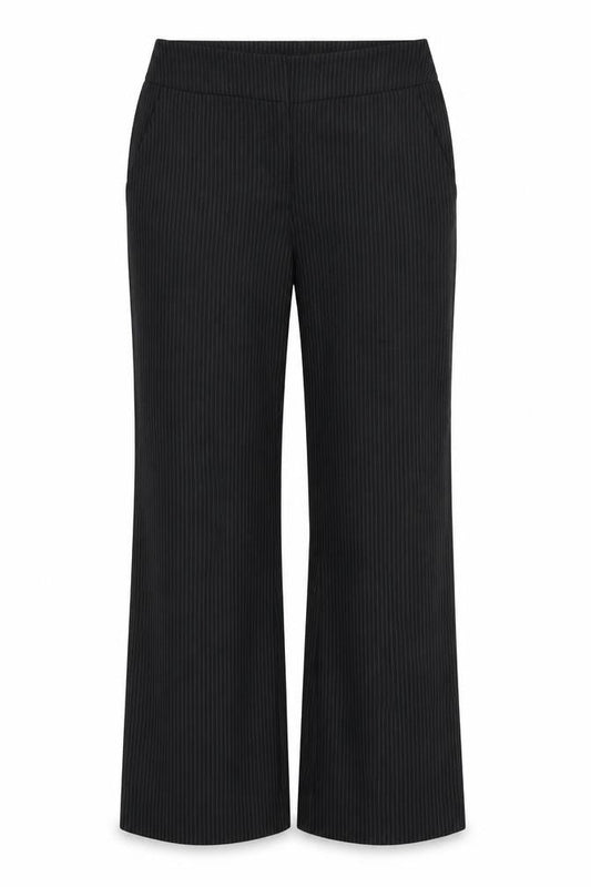Papaya Womens Black Striped Polyester Trousers  Size 12 L27 in Regular Zip