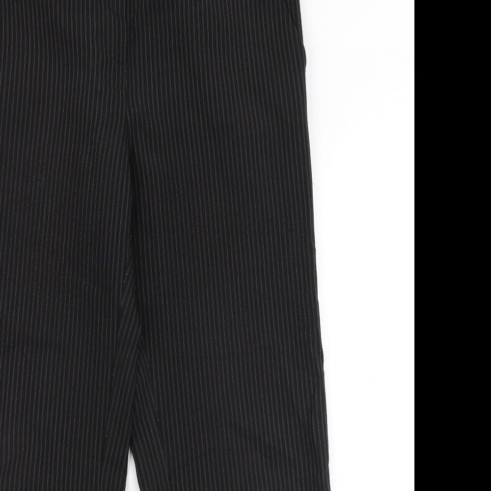 Papaya Womens Black Striped Polyester Trousers  Size 12 L27 in Regular Zip