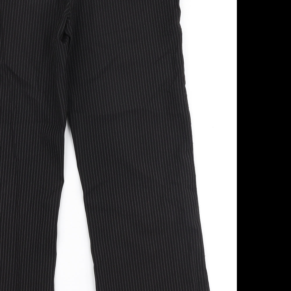 Papaya Womens Black Striped Polyester Trousers  Size 12 L27 in Regular Zip