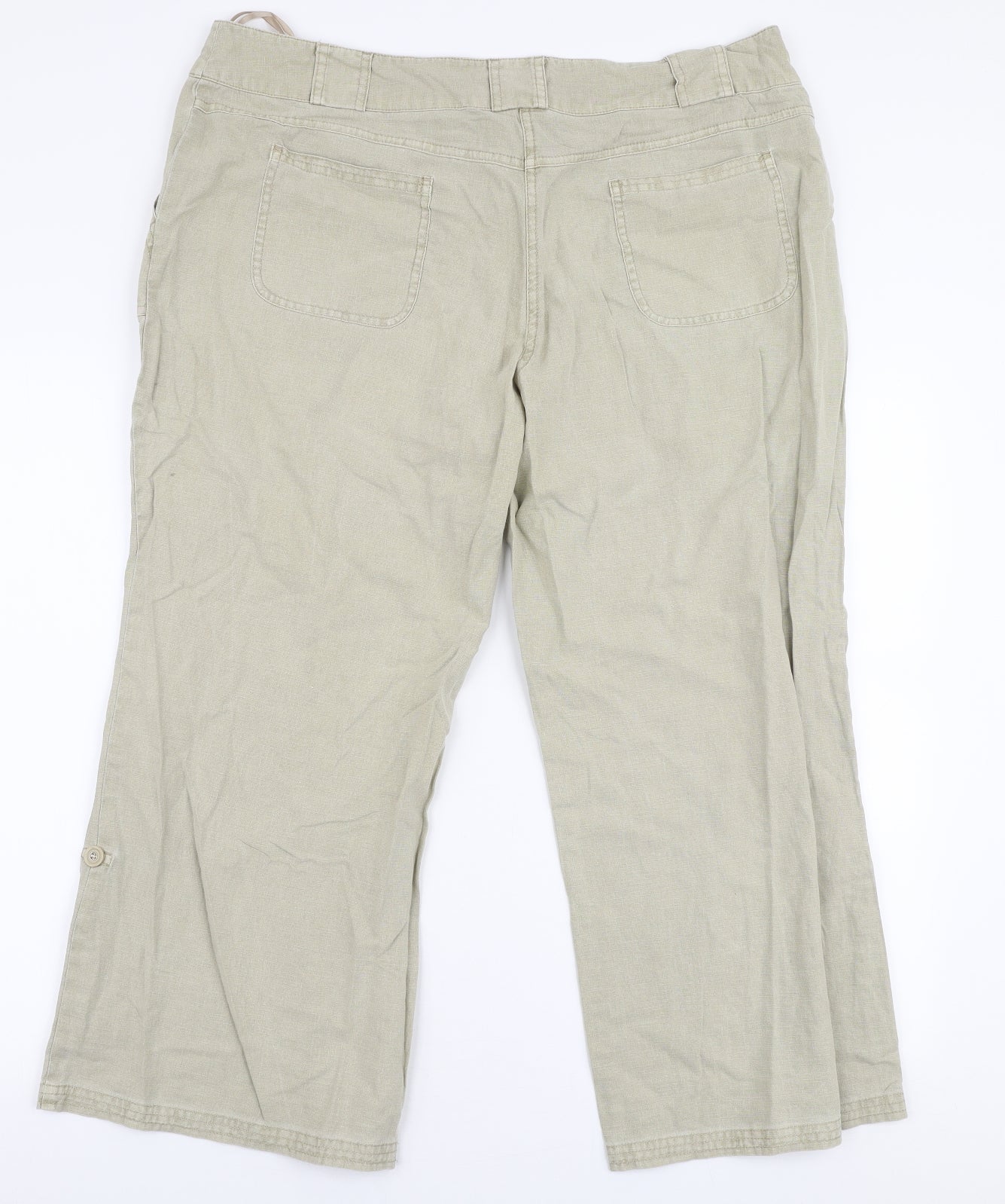 Dunnes Stores Womens Beige  Linen Trousers  Size 16 L25 in Regular Zip