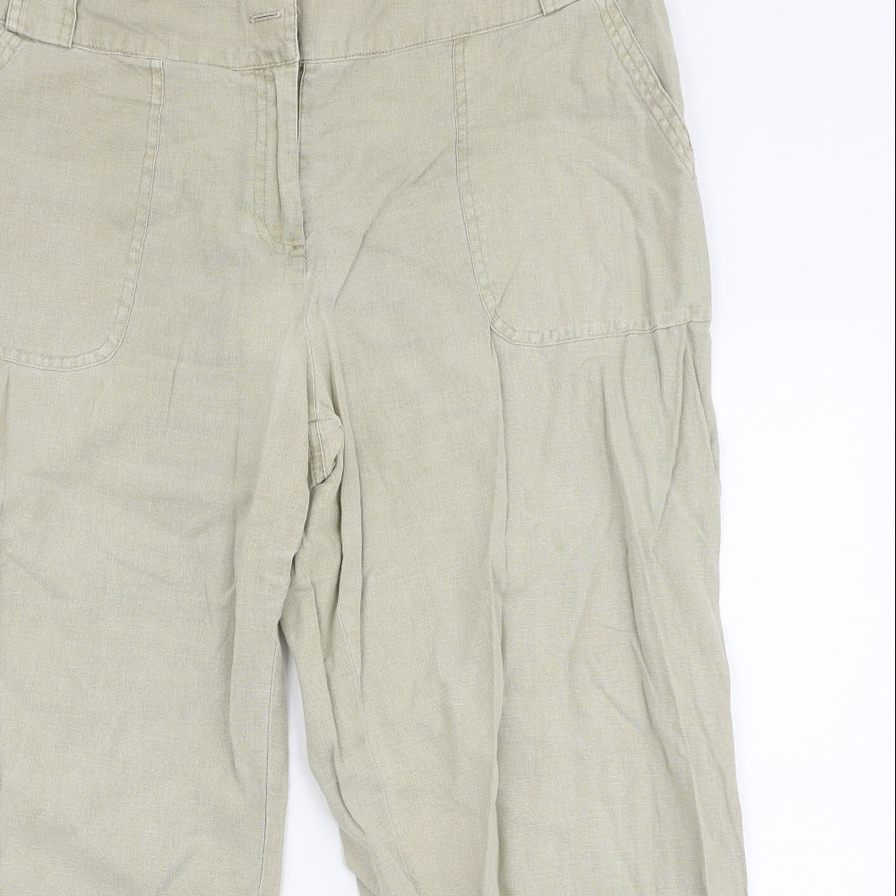 Dunnes Stores Womens Beige  Linen Trousers  Size 16 L25 in Regular Zip