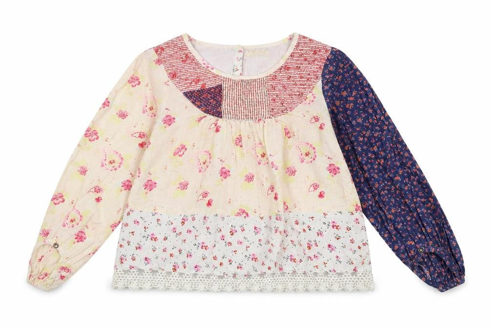 NEXT Girls Multicoloured Floral 100% Cotton Basic Blouse Size 10 Years Round Neck Button
