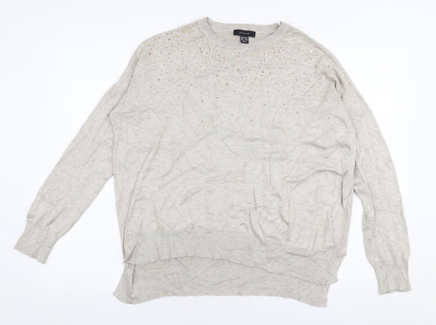 Atmosphere Womens Beige Round Neck  Viscose Pullover Jumper Size L