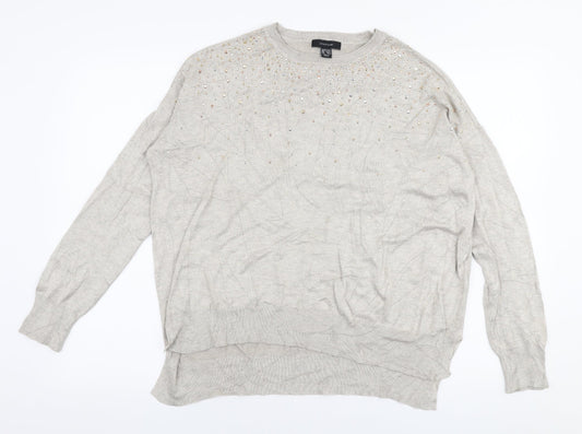 Atmosphere Womens Beige Round Neck  Viscose Pullover Jumper Size L