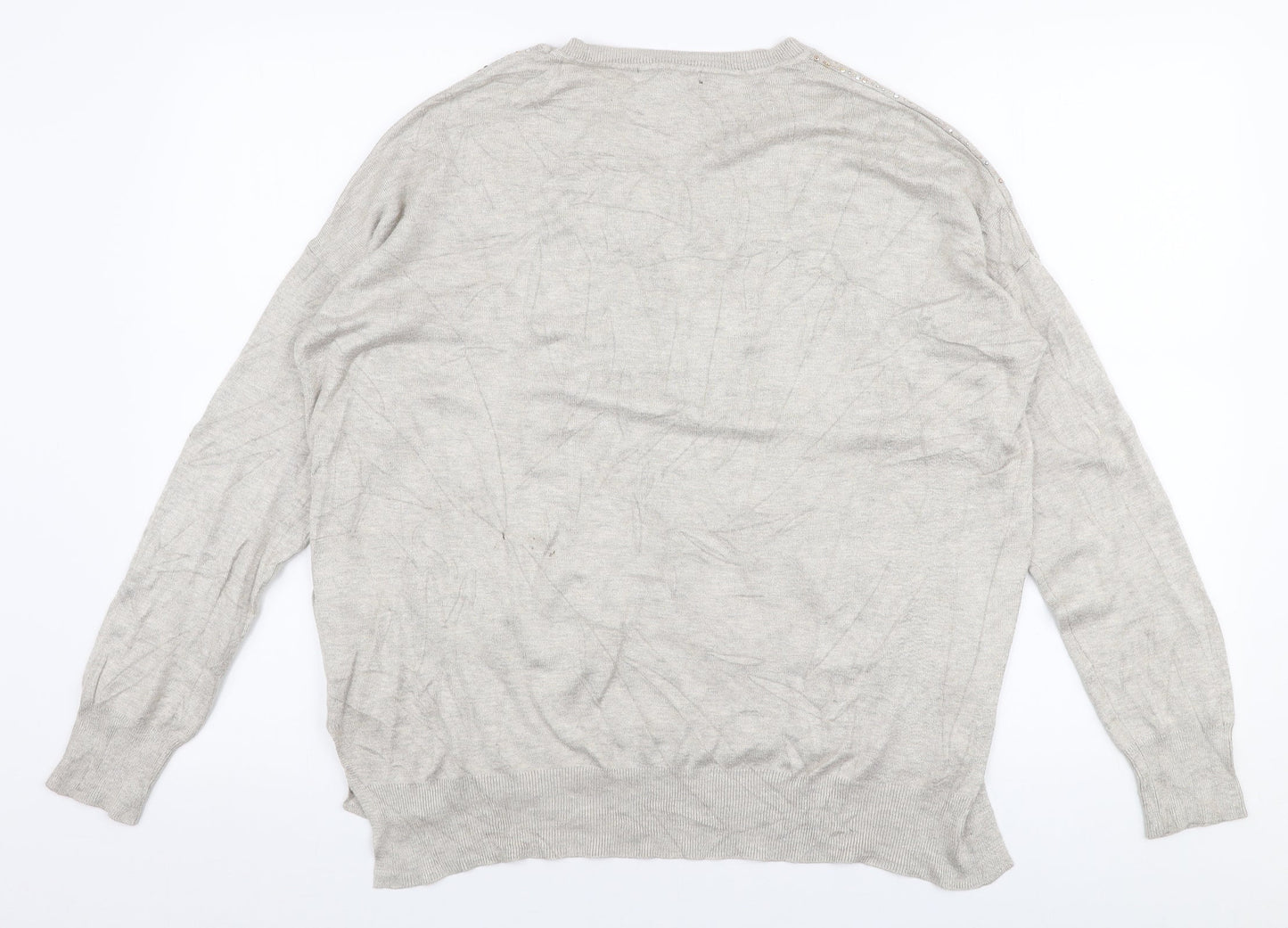 Atmosphere Womens Beige Round Neck  Viscose Pullover Jumper Size L