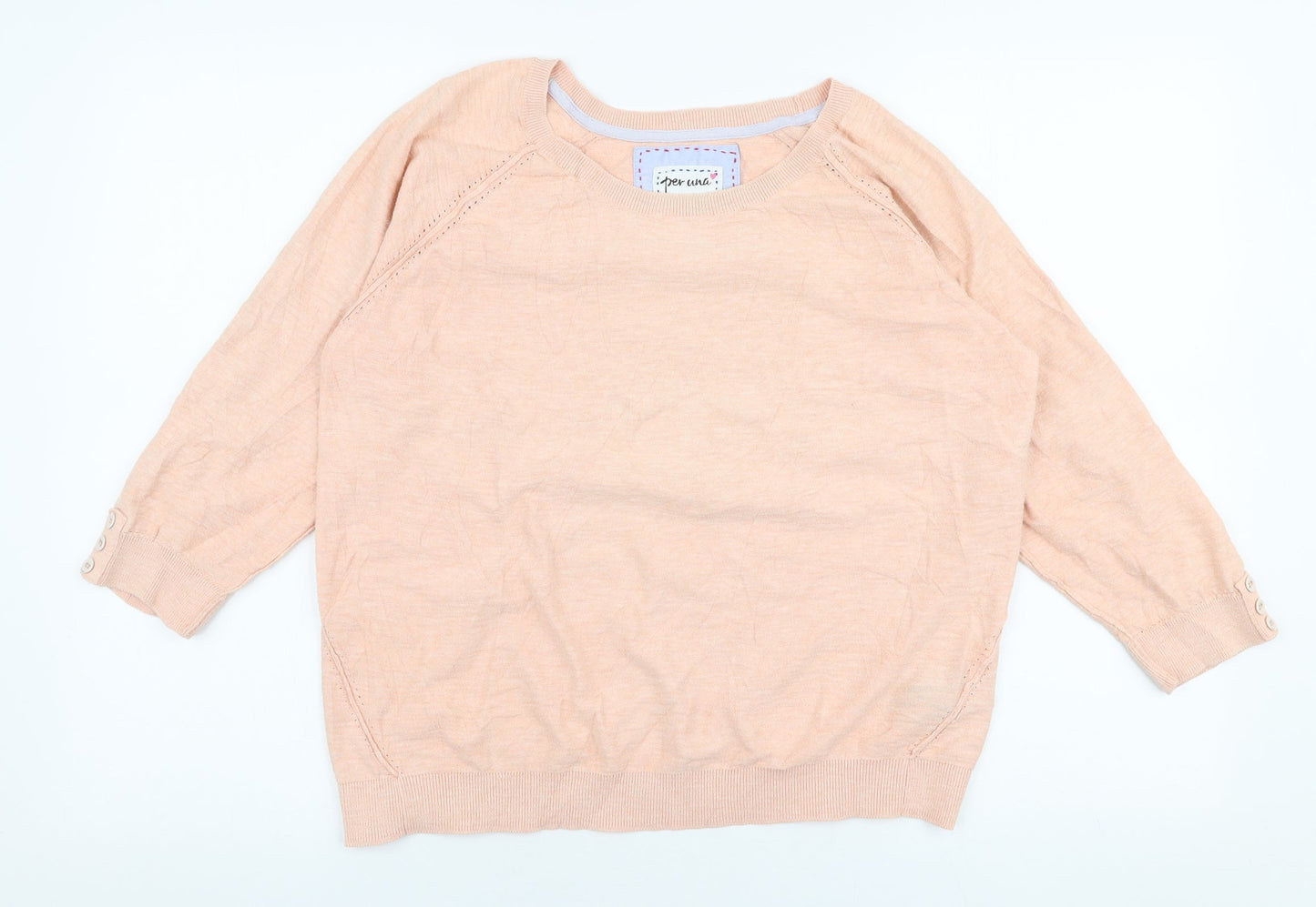 Marks and Spencer Womens Pink Round Neck  Cotton Pullover Jumper Size 14