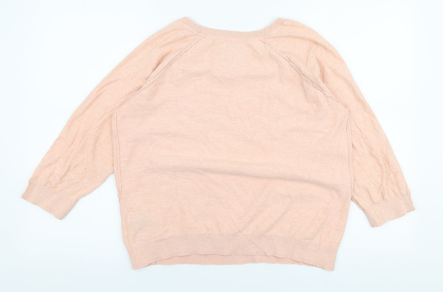 Marks and Spencer Womens Pink Round Neck  Cotton Pullover Jumper Size 14