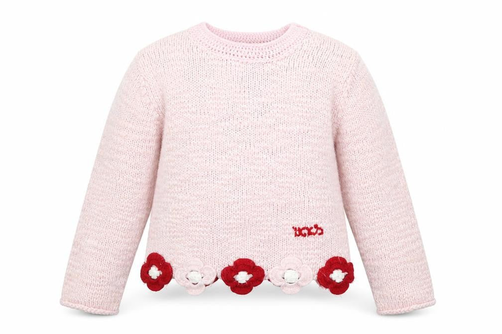 IKKS Girls Pink Round Neck  Acrylic Pullover Jumper Size 6 Years  Pullover