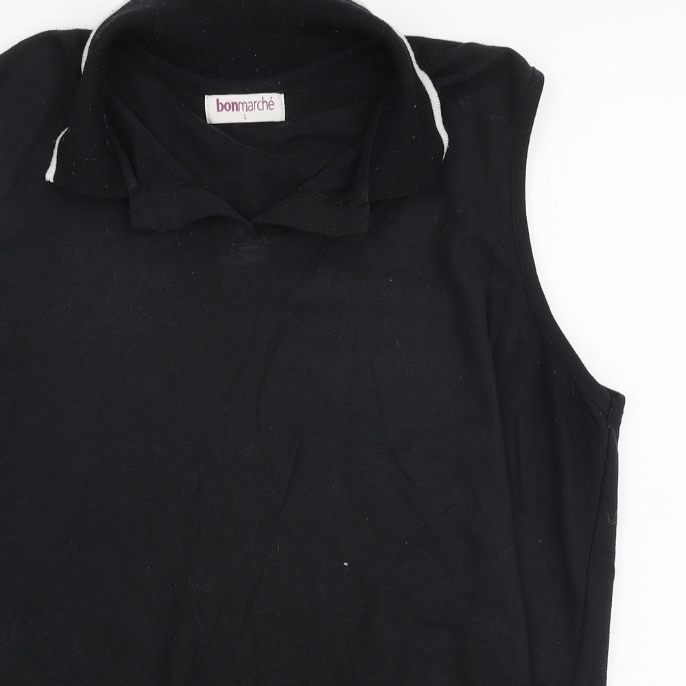 Bonmarche Womens Black  Polyester Basic Polo Size L Collared