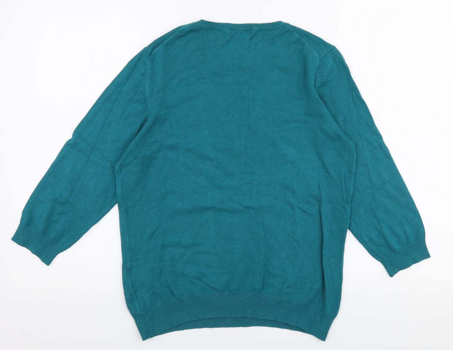 Marks and Spencer Womens Blue Round Neck  Viscose Pullover Jumper Size 14