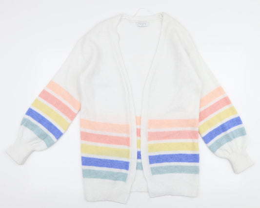 Papaya Womens Multicoloured V-Neck Striped Acrylic Cardigan Jumper Size S