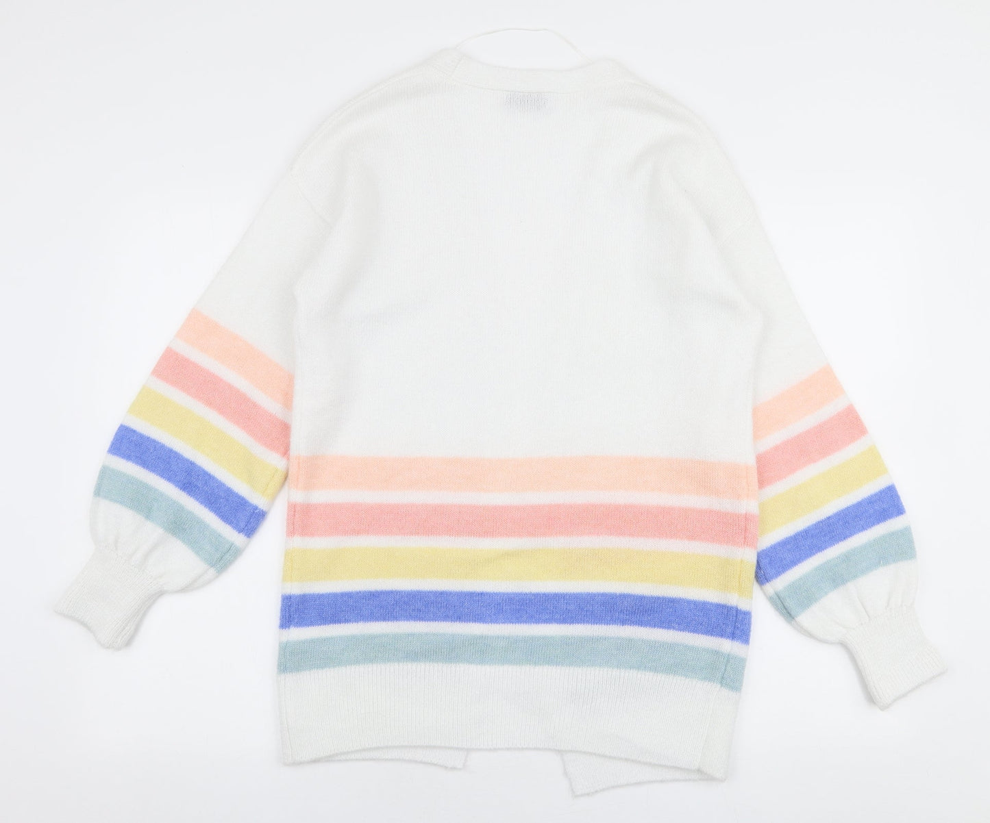 Papaya Womens Multicoloured V-Neck Striped Acrylic Cardigan Jumper Size S