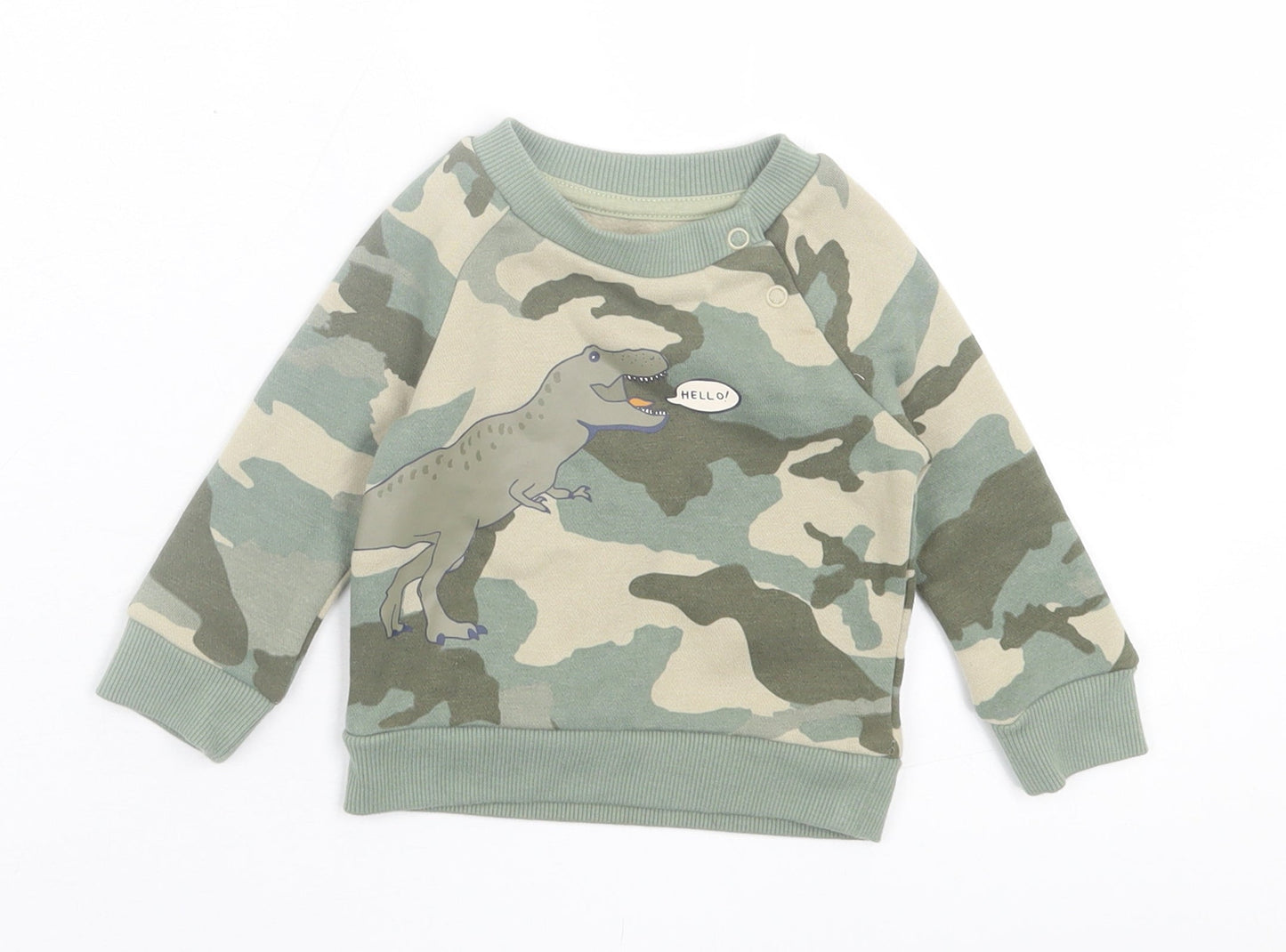 Primark Boys Green Camouflage Cotton Pullover Jumper Size 3-6 Months  Pullover