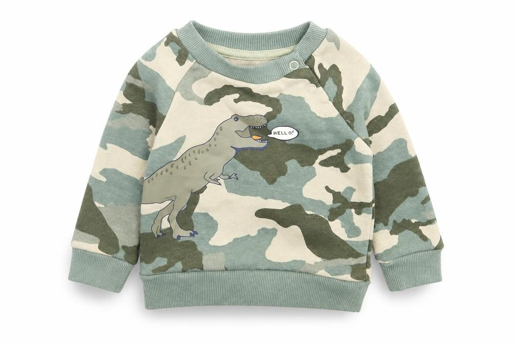 Primark Boys Green Camouflage Cotton Pullover Jumper Size 3-6 Months  Pullover