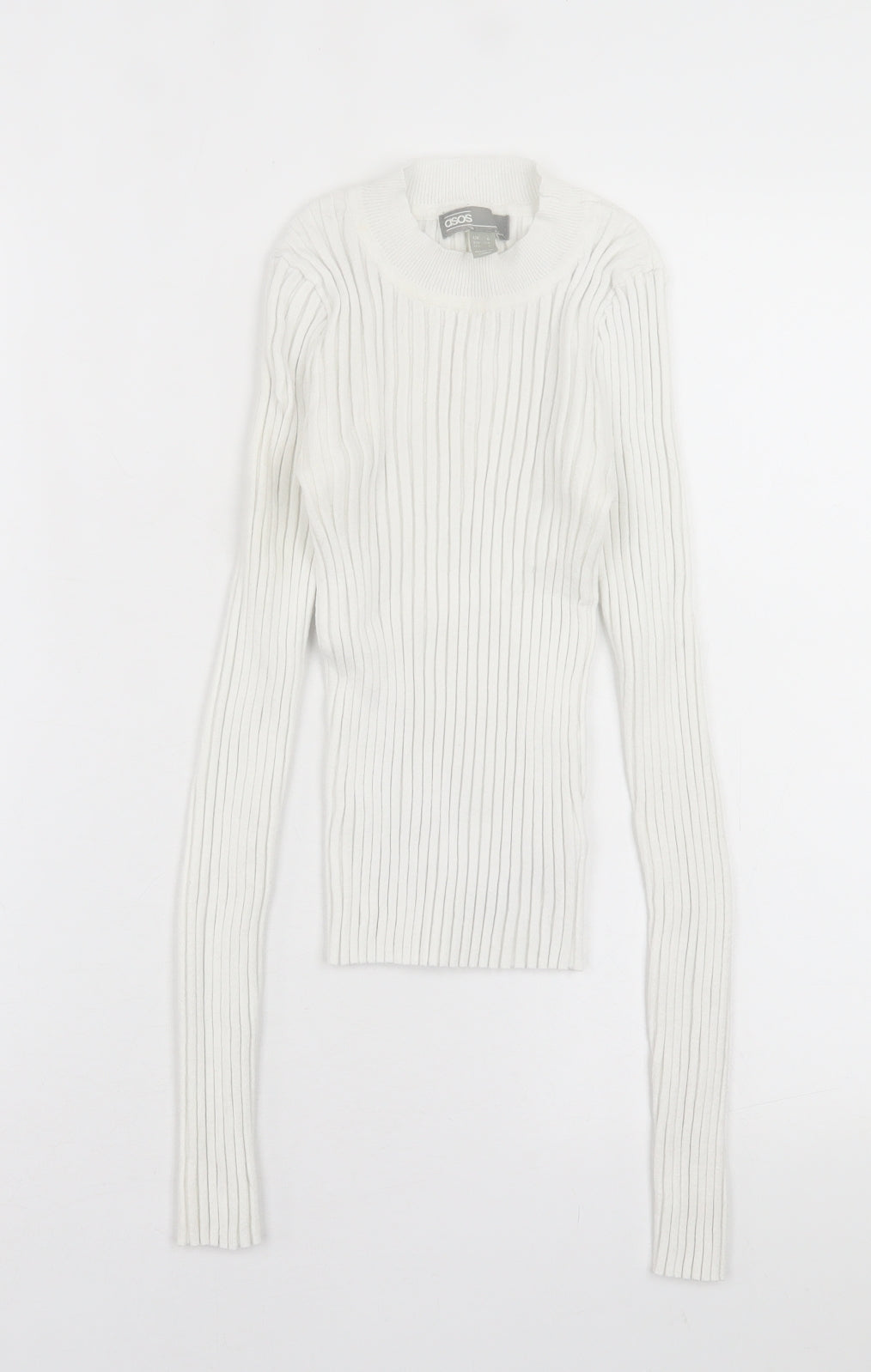 ASOS Womens White Crew Neck  Polyester Pullover Jumper Size 6