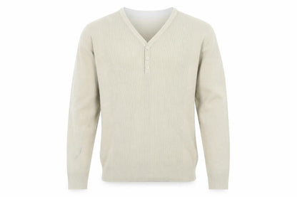 George Mens Beige V-Neck  Acrylic Pullover Jumper Size S