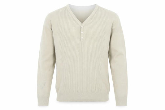 George Mens Beige V-Neck  Acrylic Pullover Jumper Size S