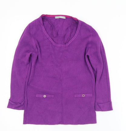 Marks & Spencer Womens Purple Scoop Neck  Viscose Pullover Jumper Size 14