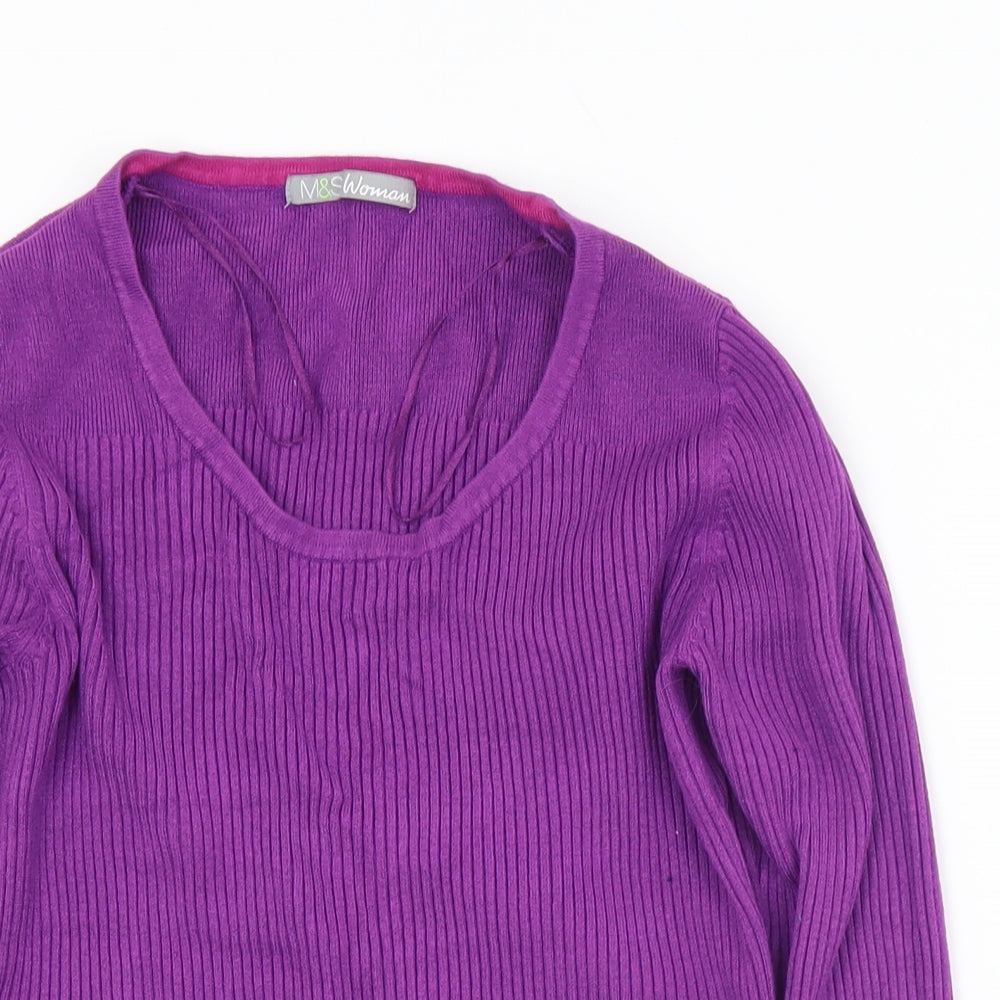 Marks and Spencer Womens Purple Scoop Neck  Viscose Pullover Jumper Size 14