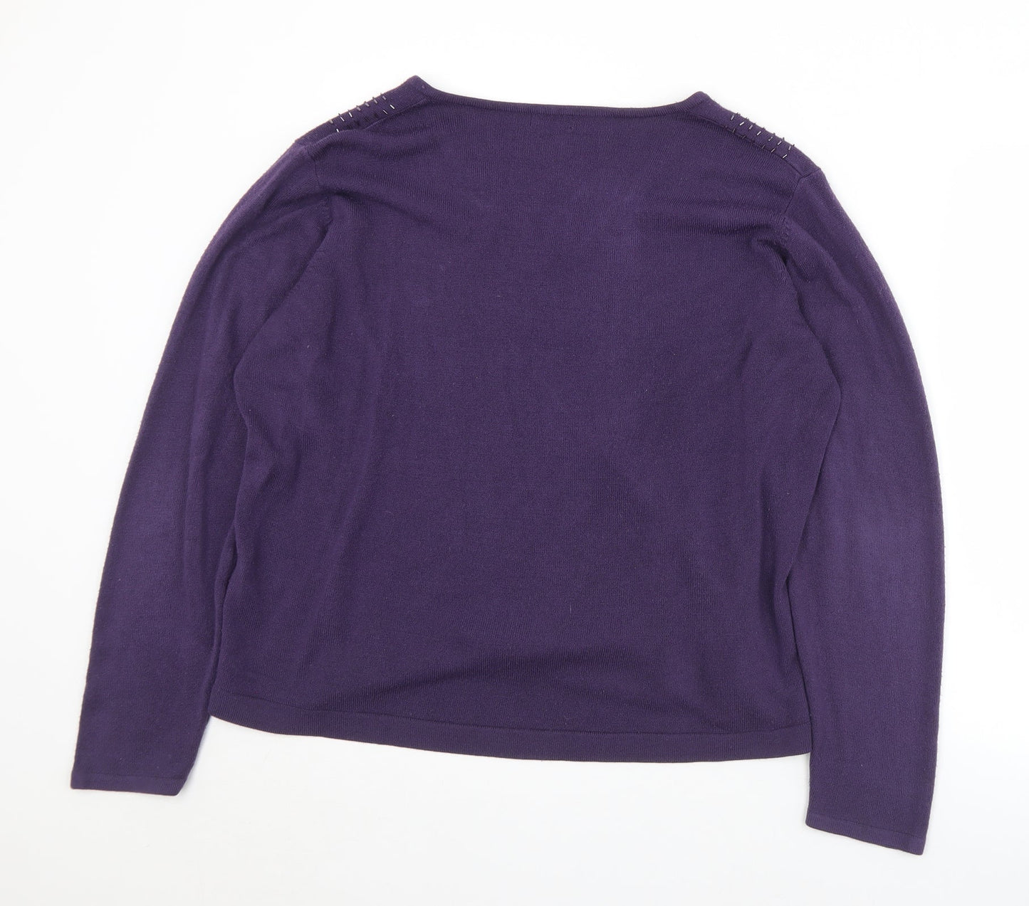 BM Womens Purple V-Neck  Acrylic Pullover Jumper Size XL