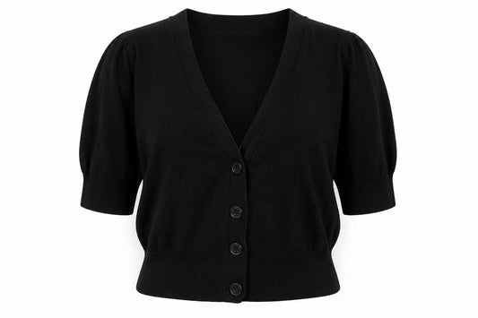 BHS Womens Black V-Neck  Viscose Cardigan Jumper Size 10