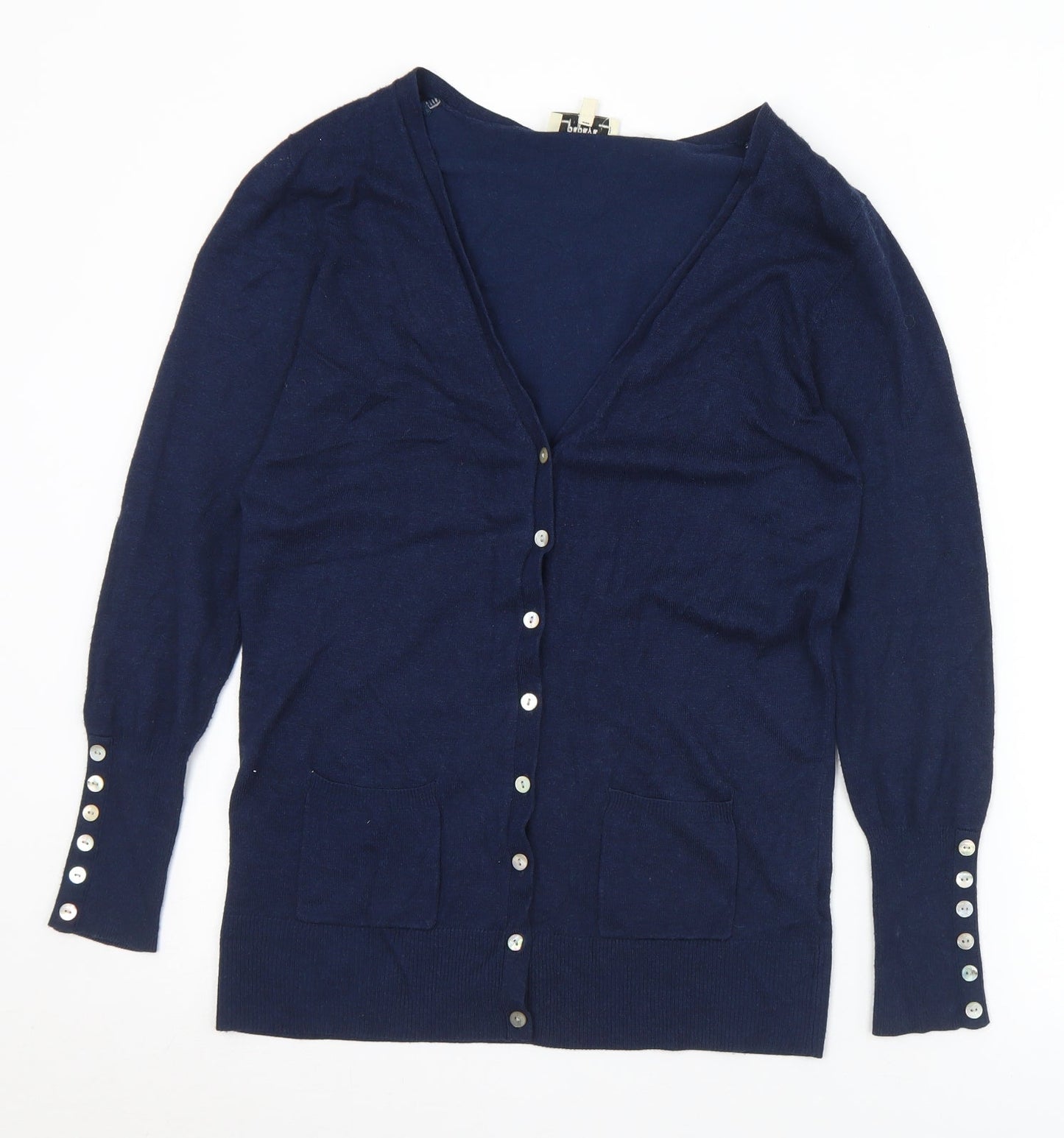 Matalan Womens Blue V-Neck  Viscose Cardigan Jumper Size 10