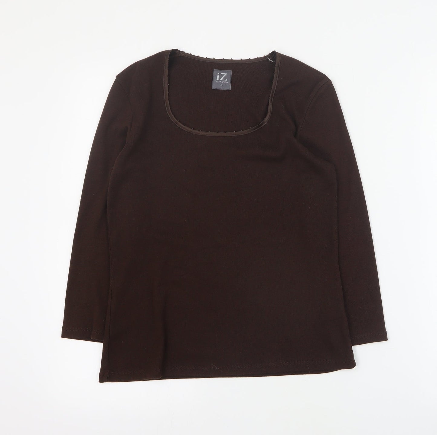 IZ Womens Brown Square Neck  Polyester Pullover Jumper Size S