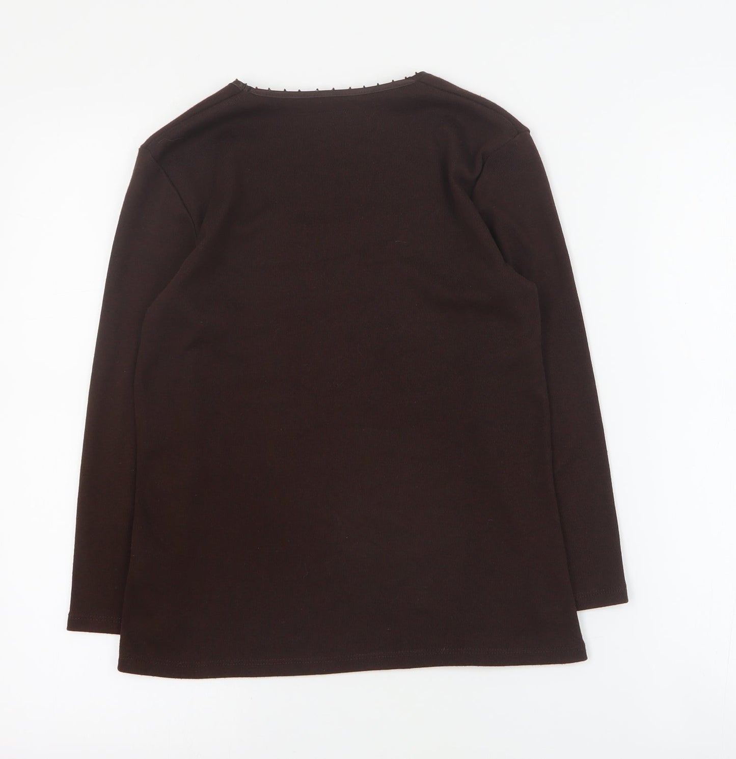 IZ Womens Brown Square Neck  Polyester Pullover Jumper Size S