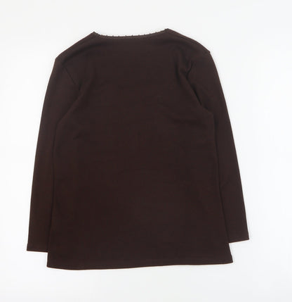 IZ Womens Brown Square Neck  Polyester Pullover Jumper Size S