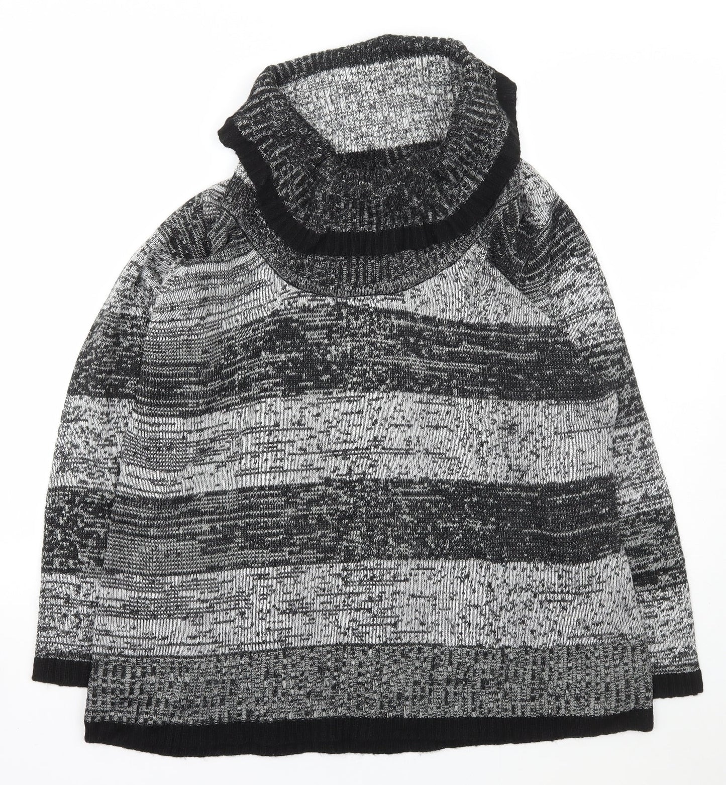 BM Womens Grey Roll Neck  Acrylic Pullover Jumper Size L