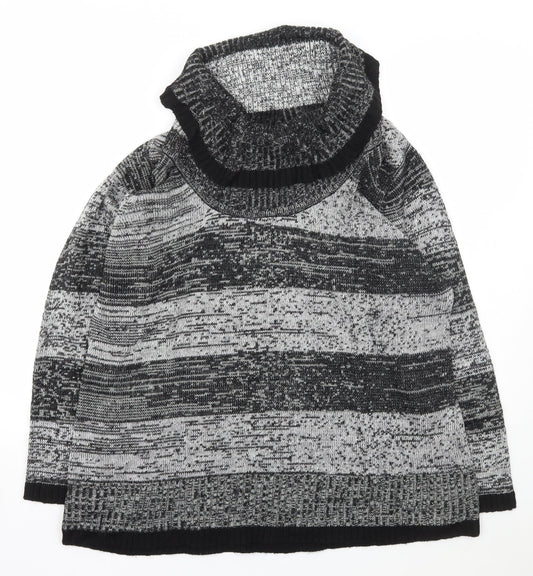 BM Womens Grey Roll Neck  Acrylic Pullover Jumper Size L