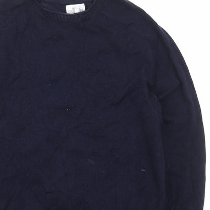 Next Mens Blue Square Neck  Cotton Pullover Jumper Size M