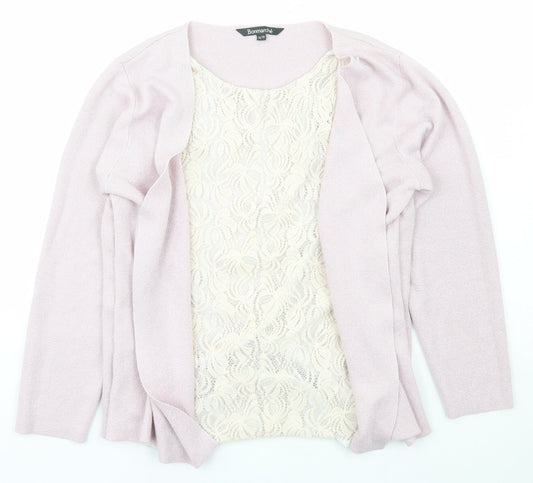 Bonmarché Womens Pink Scoop Neck  Viscose Cardigan Jumper Size 8