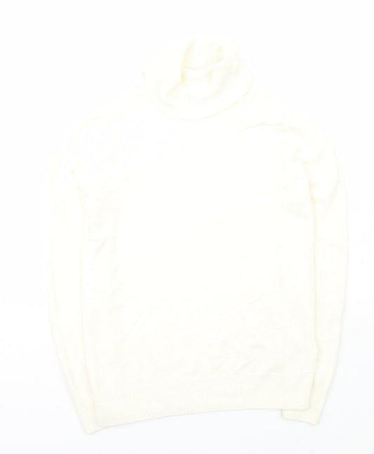Marks and Spencer Womens Ivory Roll Neck  Acrylic Pullover Jumper Size 6