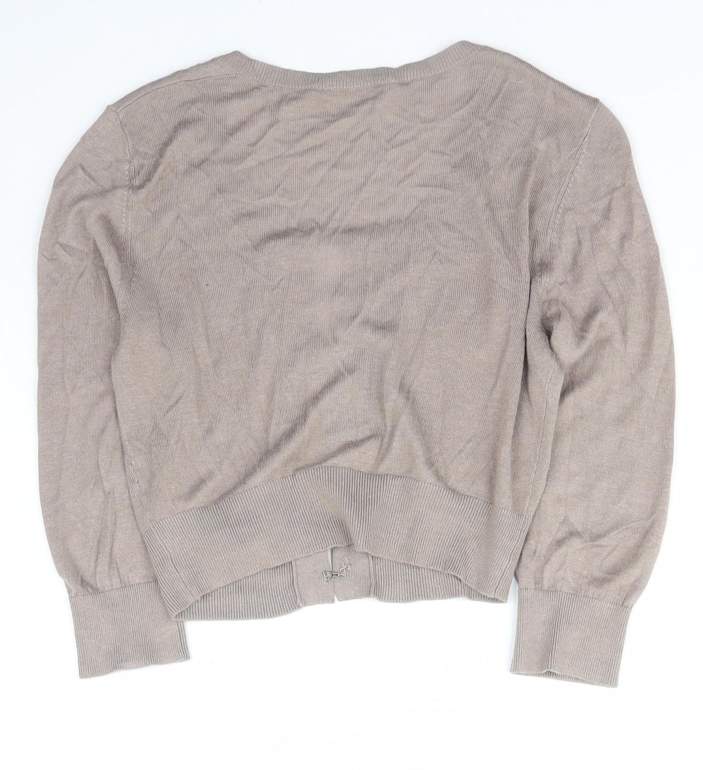 Sisley Womens Brown Scoop Neck  Acrylic Cardigan Jumper Size S