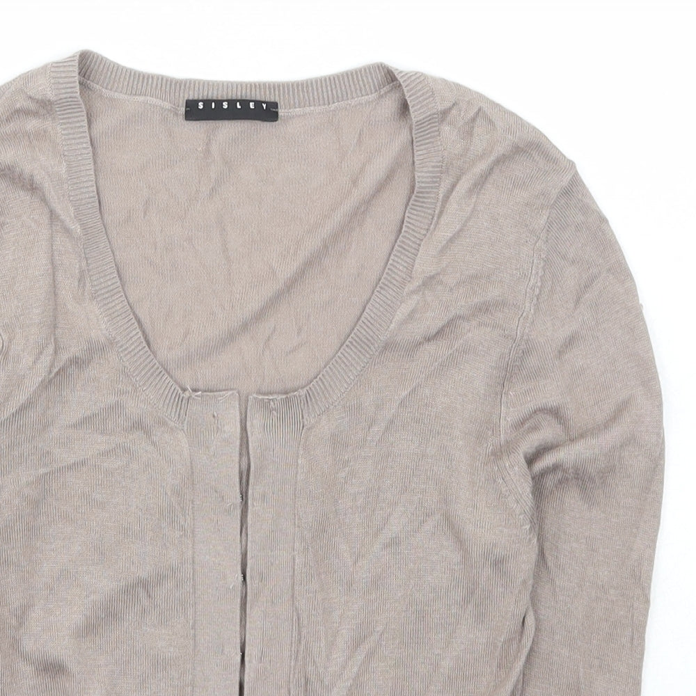Sisley Womens Brown Scoop Neck  Acrylic Cardigan Jumper Size S