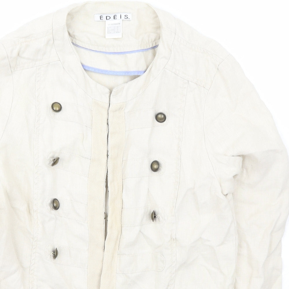 Edeis Womens Ivory   Jacket  Size 8  Hook & Eye