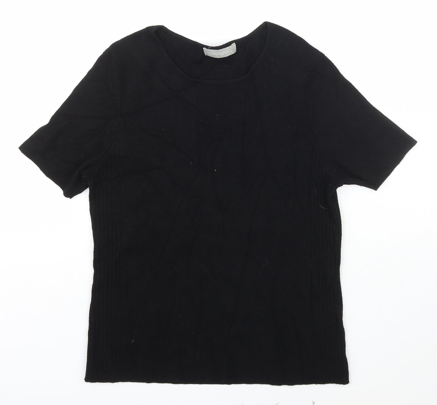 Journal Womens Black Scoop Neck  Viscose Pullover Jumper Size 14