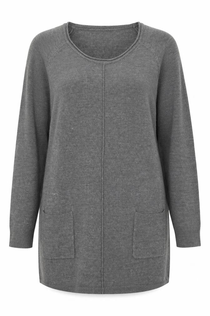 Avenue Womens Grey Scoop Neck  Acrylic Pullover Jumper Size 14