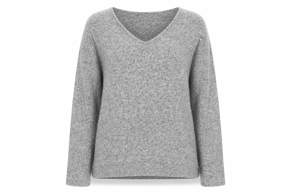 Zara Womens Grey V-Neck  Viscose Pullover Jumper Size S