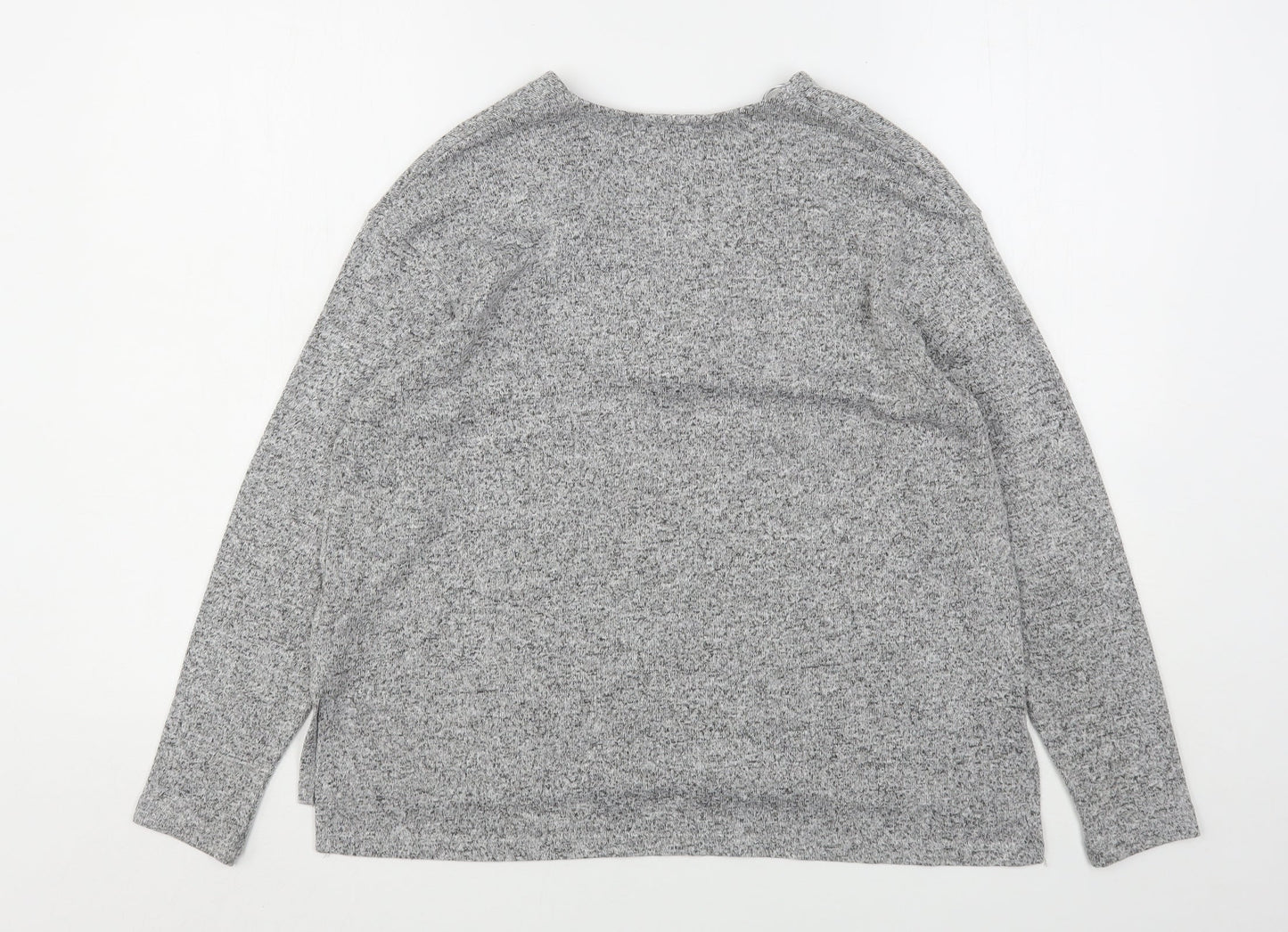 Zara Womens Grey V-Neck  Viscose Pullover Jumper Size S
