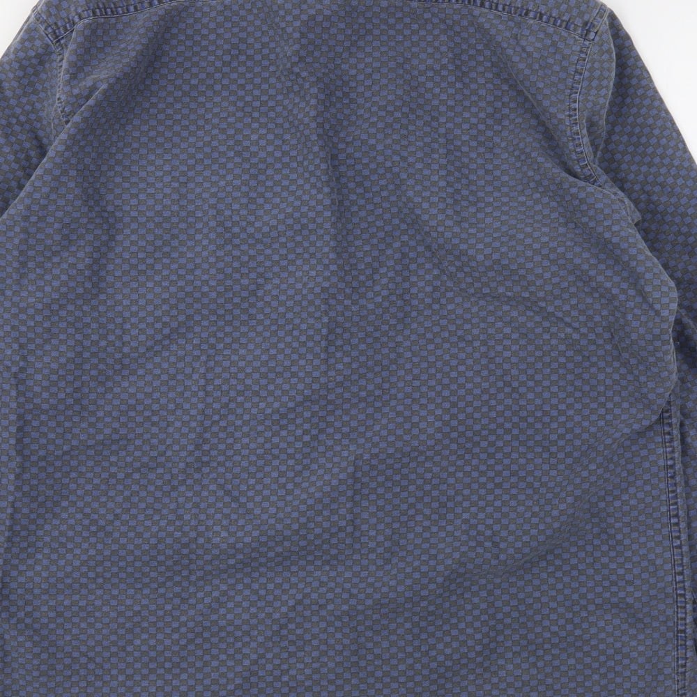 Topman Mens Blue Check Cotton  Button-Up Size M Collared