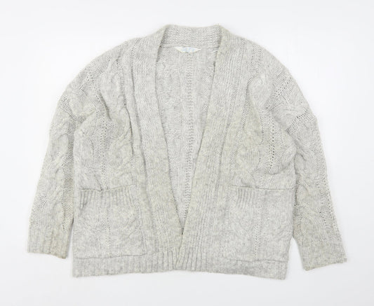 Primark Womens Grey V-Neck  Acrylic Cardigan Jumper Size 10