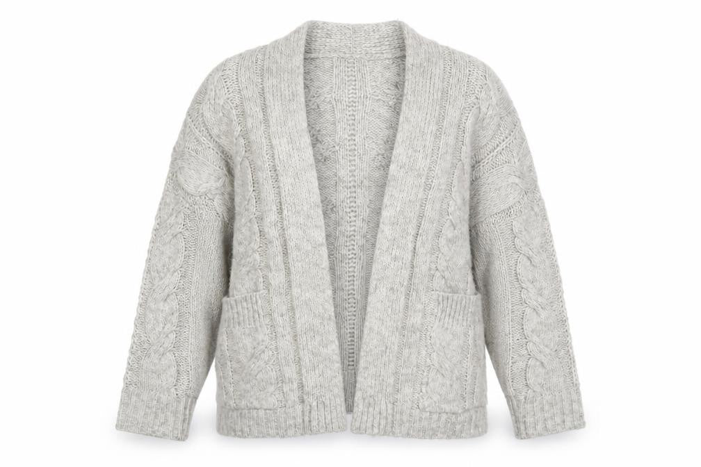 Primark Womens Grey V-Neck  Acrylic Cardigan Jumper Size 10