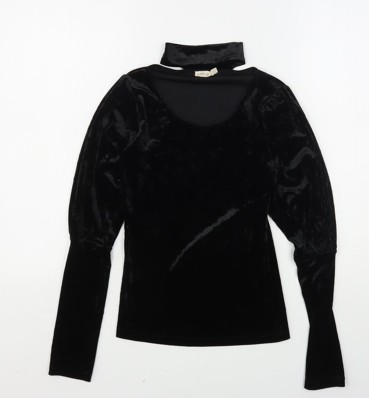 Chloe & Kate Womens Black  Polyester Basic Blouse Size S Round Neck